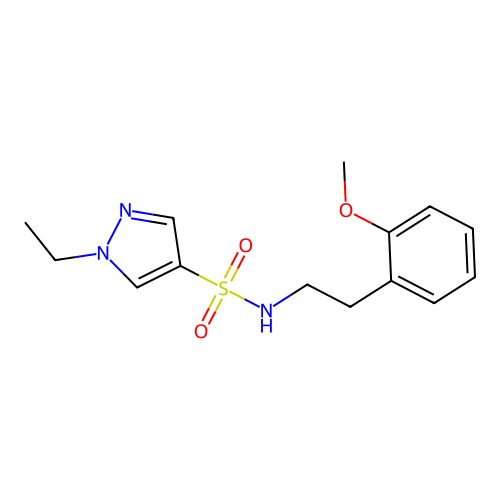1-ethyl-N-[2-(2-methoxyphenyl)ethyl]pyrazole-4-sulfonamide structure