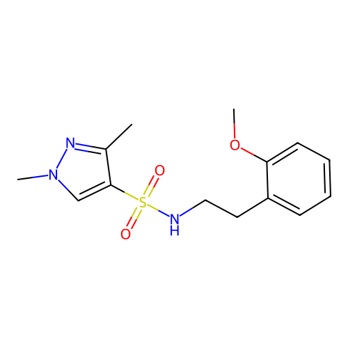N-[2-(2-methoxyphenyl)ethyl]-1,3-dimethyl-1H-pyrazole-4-sulfonamide structure