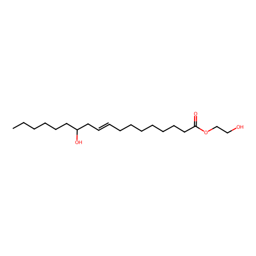 9-Octadecenoic acid, 12-hydroxy-, 2-hydroxyethyl ester, (9Z,12R)- structure