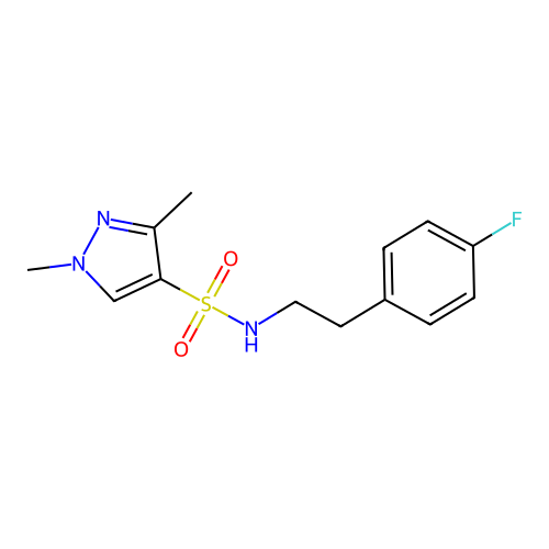 N-(4-fluorophenethyl)-1,3-dimethyl-1H-pyrazole-4-sulfonamide structure