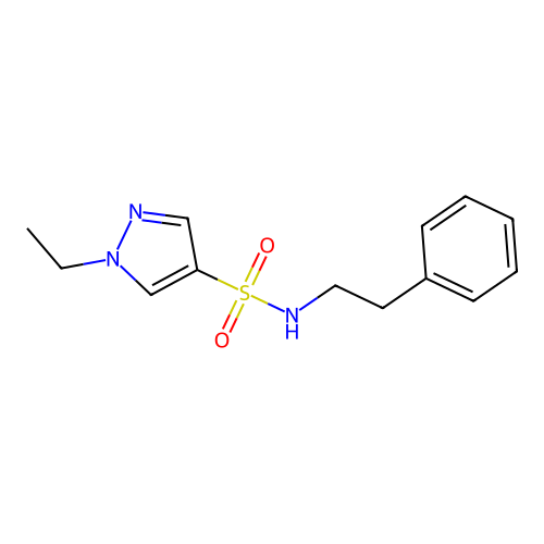 1-ethyl-N-(2-phenylethyl)-1H-pyrazole-4-sulfonamide structure