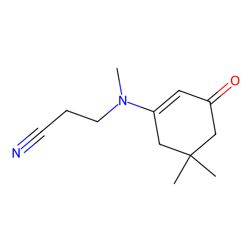 3-[(5,5-Dimethyl-3-oxo-1-cyclohexen-1-yl)(methyl)amino]propanenitrile structure
