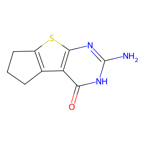 2-Amino-1,5,6,7-tetrahydro-4H-cyclopenta[4,5]thieno[2,3-d]pyrimidin-4-one structure