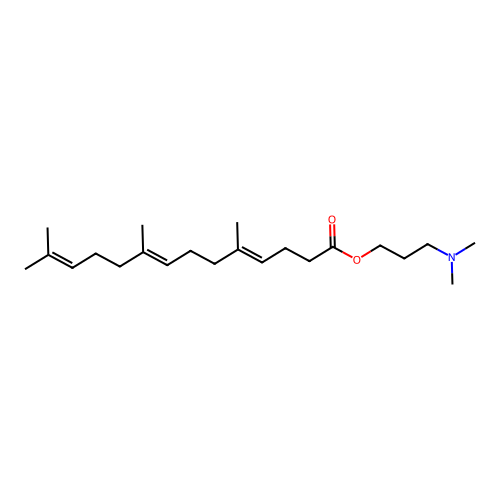 3-dimethylaminopropyl (4E,8E)-5,9,13-trimethyltetradeca-4,8,12-trienoate structure