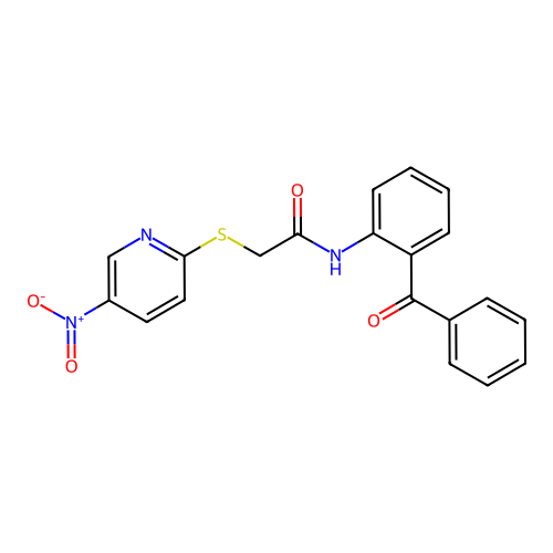 N-(2-benzoylphenyl)-2-(5-nitropyridin-2-yl)sulfanylacetamide structure