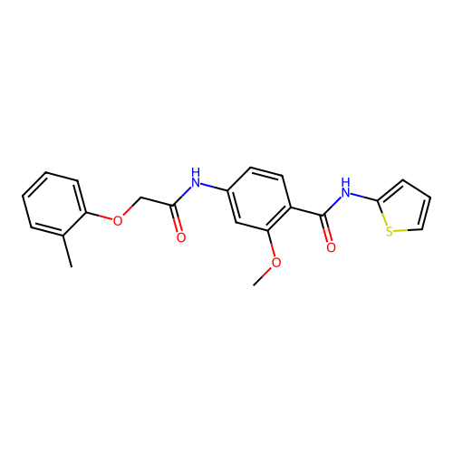 2-methoxy-4-{[(2-methylphenoxy)acetyl]amino}-N-(thiophen-2-yl)benzamide structure