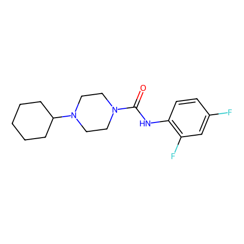 4-cyclohexyl-N-(2,4-difluorophenyl)piperazine-1-carboxamide structure