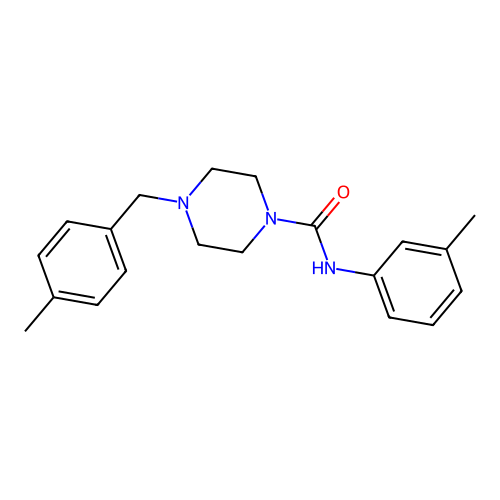 N-(3-methylphenyl)-4-[(4-methylphenyl)methyl]piperazine-1-carboxamide structure