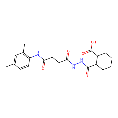 2-[[[4-(2,4-dimethylanilino)-4-oxobutanoyl]amino]carbamoyl]cyclohexane-1-carboxylic acid structure