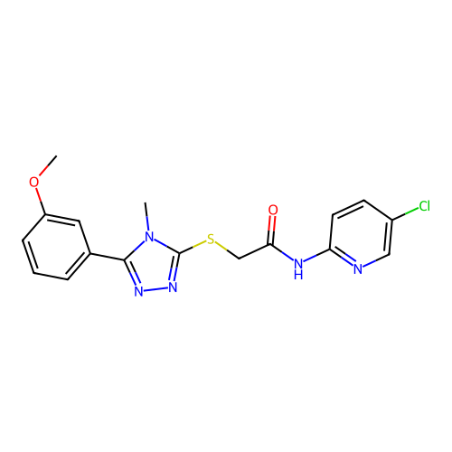 N-(5-chloropyridin-2-yl)-2-[[5-(3-methoxyphenyl)-4-methyl-1,2,4-triazol-3-yl]sulfanyl]acetamide structure