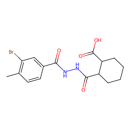 2-[[(3-Bromo-4-methylbenzoyl)amino]carbamoyl]cyclohexane-1-carboxylic acid structure