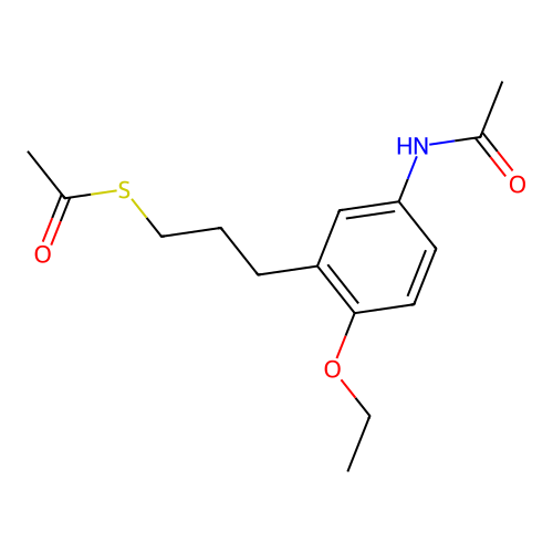 Ethanethioic acid, S-(3-(5-(acetylamino)-2-ethoxyphenyl)propyl) ester structure
