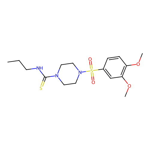 4-(3,4-dimethoxyphenyl)sulfonyl-N-propylpiperazine-1-carbothioamide structure