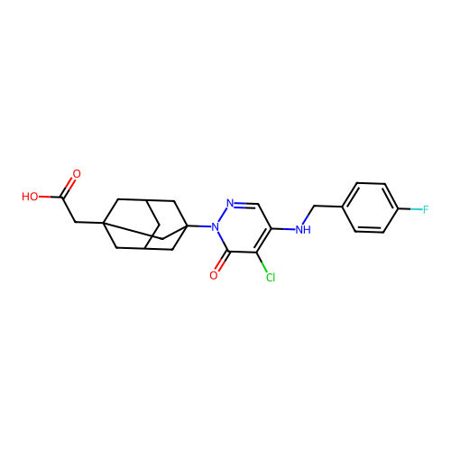 2-[3-[5-chloro-4-[(4-fluorophenyl)methylamino]-6-oxopyridazin-1-yl]-1-adamantyl]acetic acid structure