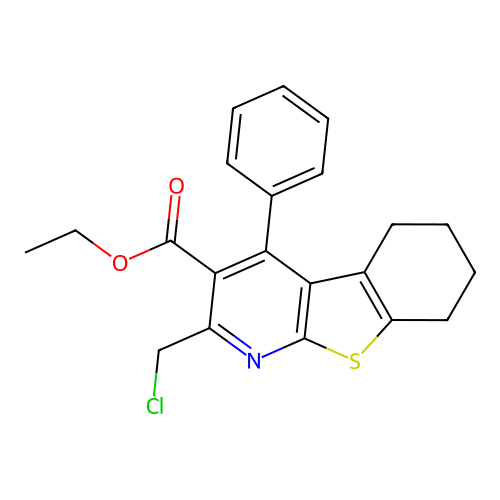 Ethyl 2-(chloromethyl)-5,6,7,8-tetrahydro-4-phenyl[1]benzothieno[2,3-b]pyridine-3-carboxylate structure
