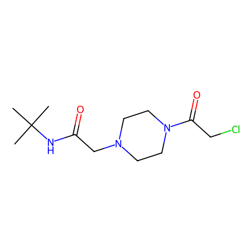 N-tert-butyl-2-[4-(2-chloroacetyl)piperazin-1-yl]acetamide structure