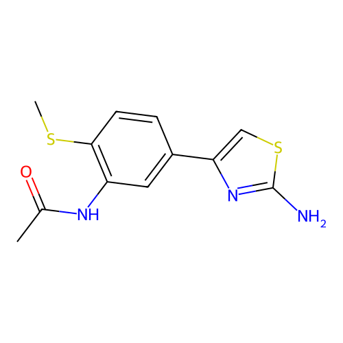 N-[5-(2-Amino-1,3-thiazol-4-YL)-2-(methylsulfanyl)phenyl]acetamide structure