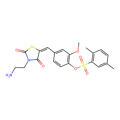 4-{[3-(2-aminoethyl)-2,4-dioxo-1,3-thiazolidin-5-ylidene]methyl}-2-methoxyphenyl 2,5-dimethylbenzene-1-sulfonate structure