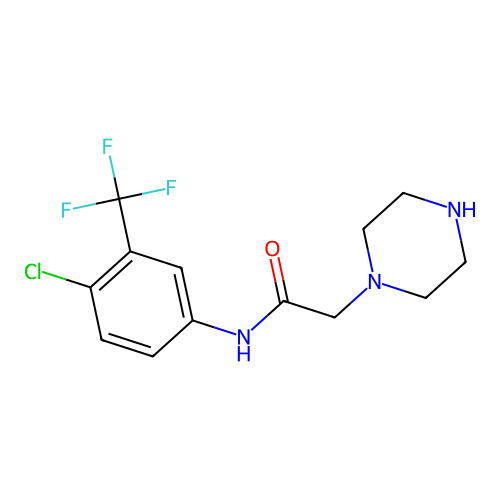 N-(4-chloro-3-(trifluoromethyl)phenyl)-2-(piperazin-1-yl)acetamide structure