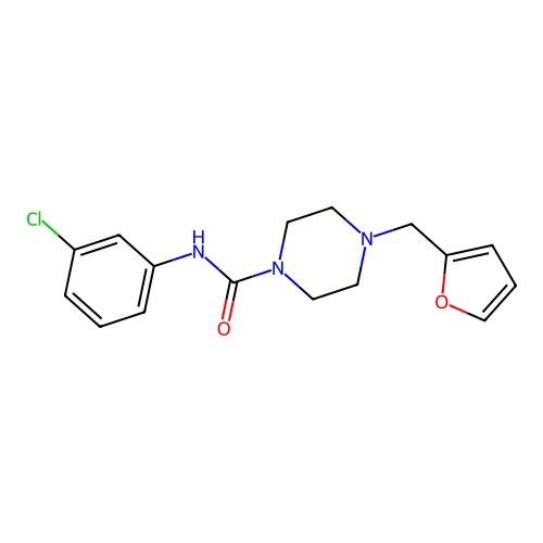 N-(3-chlorophenyl)-4-(furan-2-ylmethyl)piperazine-1-carboxamide structure
