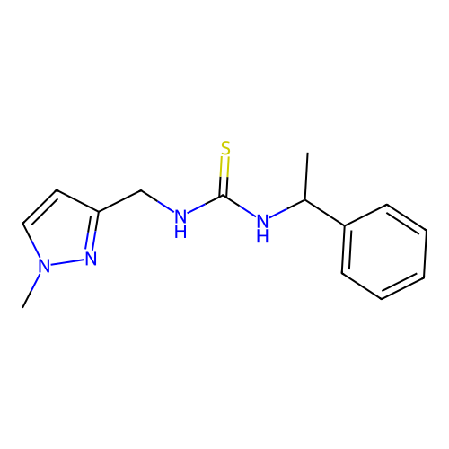 1-[(1-Methylpyrazol-3-yl)methyl]-3-(1-phenylethyl)thiourea structure