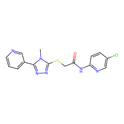 N-(5-chloropyridin-2-yl)-2-[(4-methyl-5-pyridin-3-yl-1,2,4-triazol-3-yl)sulfanyl]acetamide structure