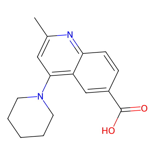 6-Quinolinecarboxylic acid, 2-methyl-4-(1-piperidinyl)- structure
