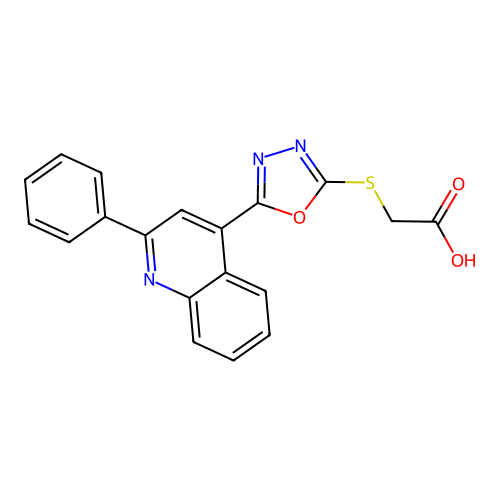 Acetic acid, [[5-(2-phenyl-4-quinolinyl)-1,3,4-oxadiazol-2-yl]thio]- structure
