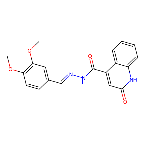 N'-(3,4-dimethoxybenzylidene)-2-hydroxy-4-quinolinecarbohydrazide structure