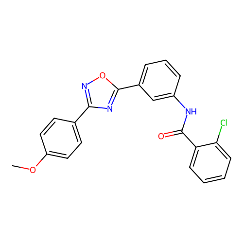 2-chloro-N-(3-(3-(4-methoxyphenyl)-1,2,4-oxadiazol-5-yl)phenyl)benzamide structure