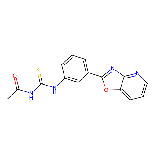 N-acetyl-N'-(3-[1,3]oxazolo[4,5-b]pyridin-2-ylphenyl)thiourea structure