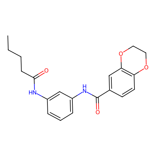 N-[3-(pentanoylamino)phenyl]-2,3-dihydro-1,4-benzodioxine-6-carboxamide structure