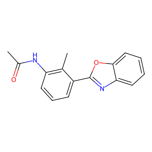 N-[3-(1,3-benzoxazol-2-yl)-2-methylphenyl]acetamide structure