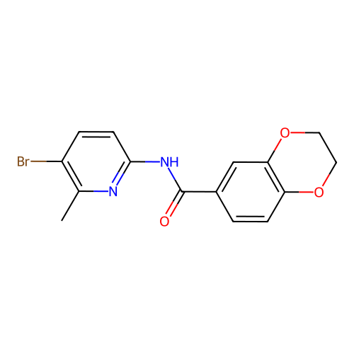 N-(5-bromo-6-methylpyridin-2-yl)-2,3-dihydro-1,4-benzodioxine-6-carboxamide structure