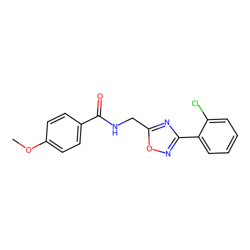 N-((3-(2-chlorophenyl)-1,2,4-oxadiazol-5-yl)methyl)-4-methoxybenzamide structure