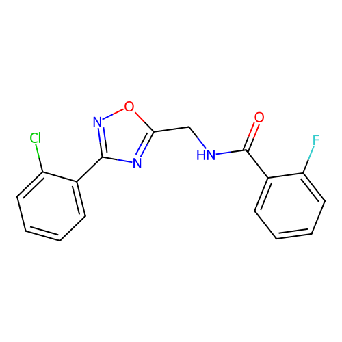 N-((3-(2-chlorophenyl)-1,2,4-oxadiazol-5-yl)methyl)-2-fluorobenzamide structure