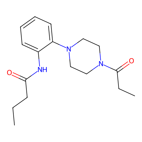 N-[2-(4-propanoylpiperazin-1-yl)phenyl]butanamide structure