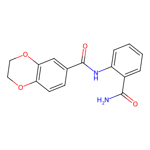 N-(2-carbamoylphenyl)-2,3-dihydro-1,4-benzodioxine-6-carboxamide structure