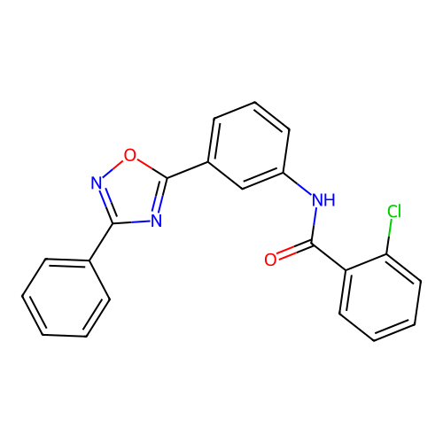 2-chloro-N-[3-(3-phenyl-1,2,4-oxadiazol-5-yl)phenyl]benzamide structure