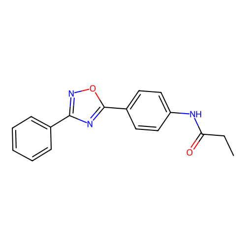 N-[4-(3-phenyl-1,2,4-oxadiazol-5-yl)phenyl]propanamide structure