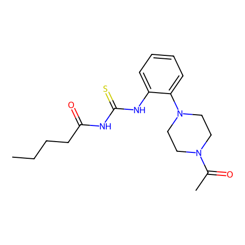 N-[[2-(4-acetylpiperazin-1-yl)phenyl]carbamothioyl]pentanamide structure