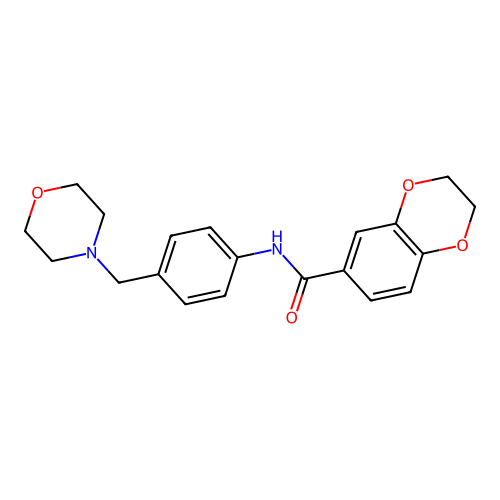 N-[4-(morpholin-4-ylmethyl)phenyl]-2,3-dihydro-1,4-benzodioxine-6-carboxamide structure