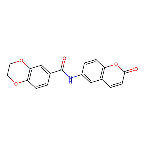 N-(2-oxo-2H-chromen-6-yl)-2,3-dihydro-1,4-benzodioxine-6-carboxamide structure
