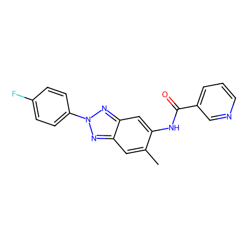 N-[2-(4-fluorophenyl)-6-methylbenzotriazol-5-yl]pyridine-3-carboxamide structure