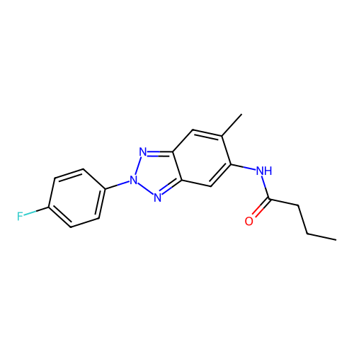 N-[2-(4-fluorophenyl)-6-methyl-2H-1,2,3-benzotriazol-5-yl]butanamide structure