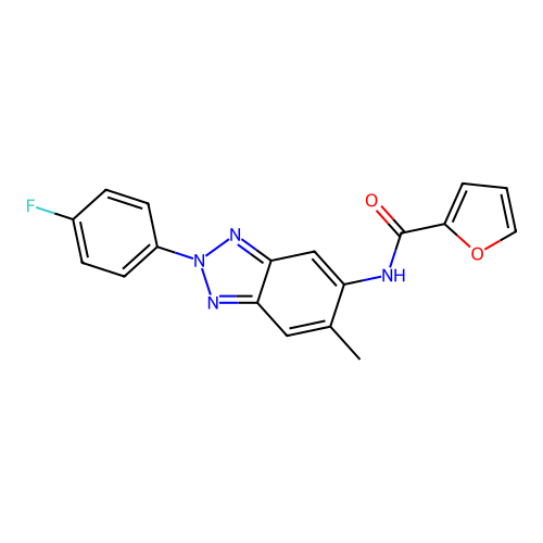 N-[2-(4-fluorophenyl)-6-methyl-2H-1,2,3-benzotriazol-5-yl]-2-furamide structure