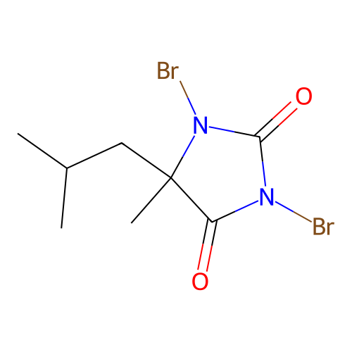 2,4-Imidazolidinedione, 1,3-dibromo-5-methyl-5-(2-methylpropyl)- structure