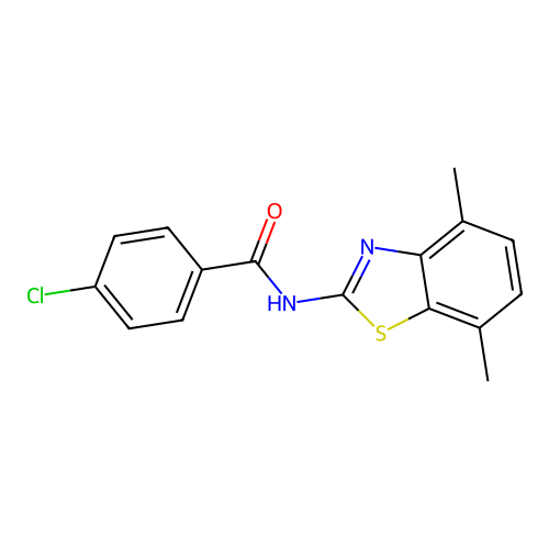4-chloro-N-(4,7-dimethyl-1,3-benzothiazol-2-yl)benzamide structure