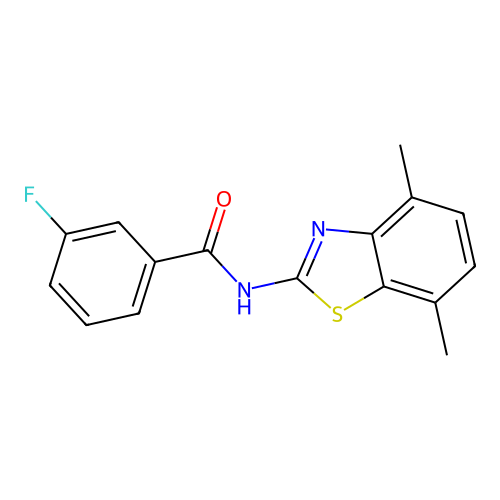 N-(4,7-dimethyl-1,3-benzothiazol-2-yl)-3-fluorobenzamide structure