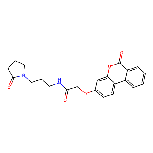 2-((6-oxo-6H-benzo[c]chromen-3-yl)oxy)-N-(3-(2-oxopyrrolidin-1-yl)propyl)acetamide structure
